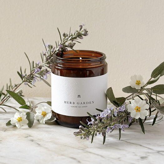Scented soy candle- Herb Garden