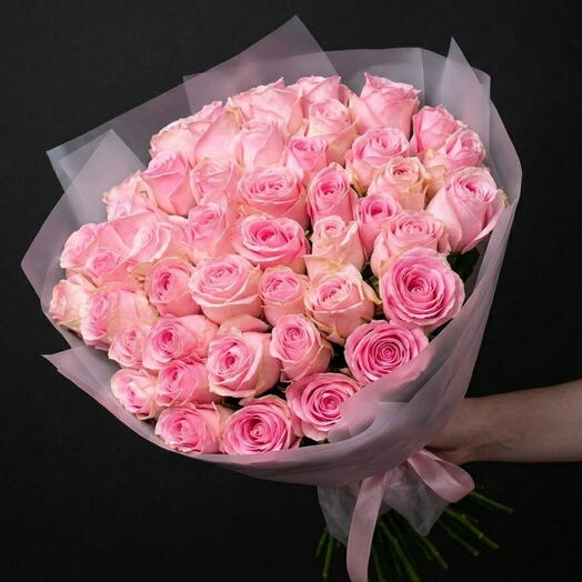 🌺 Premium Elegance: 51 Soft Pink Roses Bouquet ( 50 )